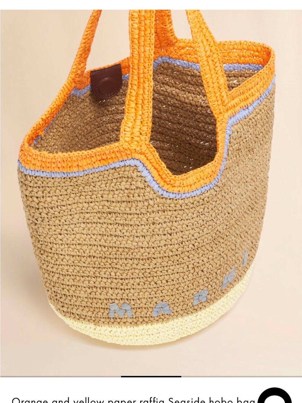 Marni Handwoven Straw Tote in Brown, Orange & Yellow - Picture 3 of 6